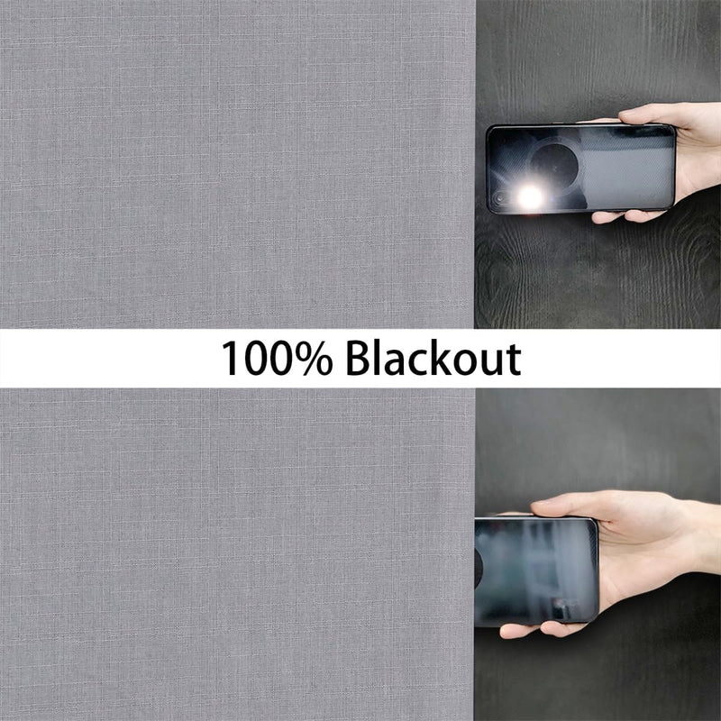 Linen Look 100% Blackout Eyelet Curtains Thermal Energe