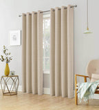 Linen Look 100% Blackout Eyelet Curtains Thermal Energe