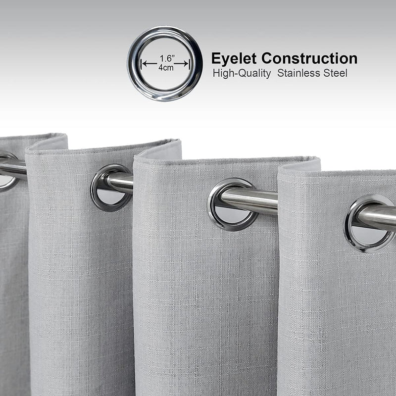Linen Look 100% Blackout Eyelet Curtains Thermal Energe