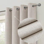 Linen Look 100% Blackout Eyelet Curtains Thermal Energe