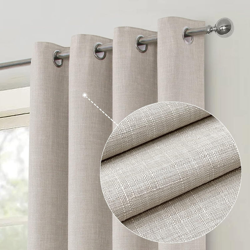 Linen Look 100% Blackout Eyelet Curtains Thermal Energe