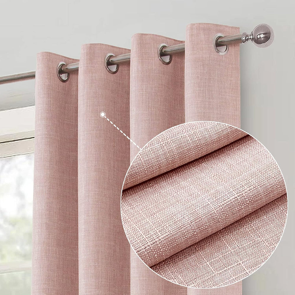 Linen Look 100% Blackout Eyelet Curtains Thermal Energe