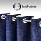 Linen Look 100% Blackout Eyelet Curtains Thermal Energe