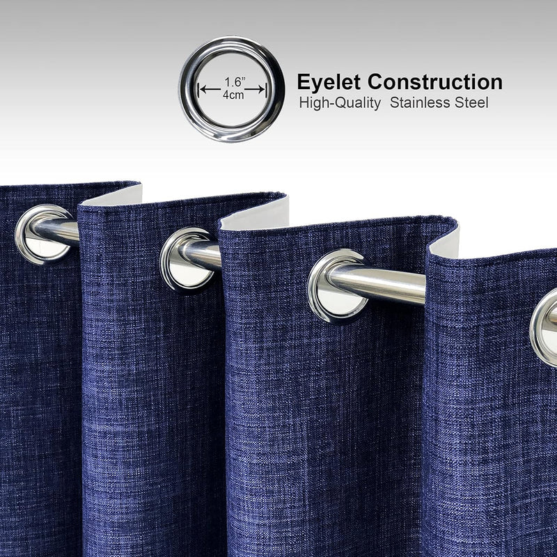 Linen Look 100% Blackout Eyelet Curtains Thermal Energe