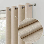 Linen Look 100% Blackout Eyelet Curtains Thermal Energe