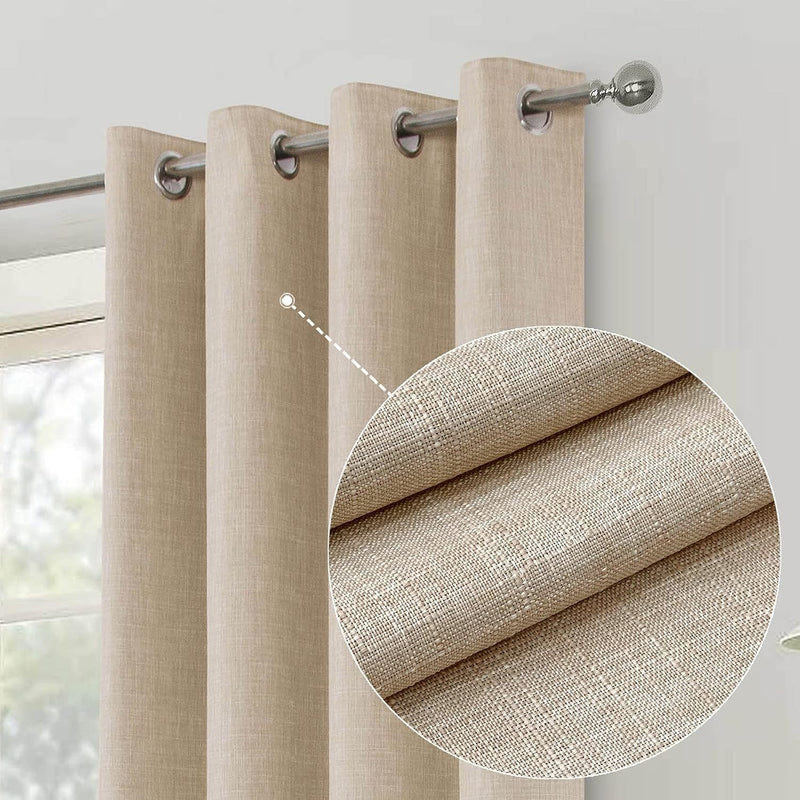 Linen Look 100% Blackout Eyelet Curtains Thermal Energe