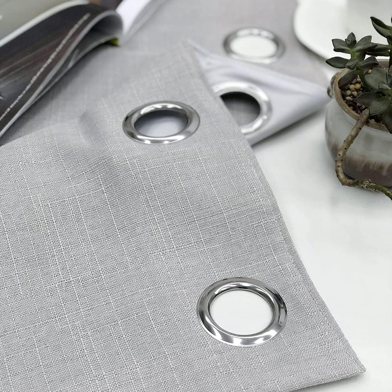 Linen Look 100% Blackout Eyelet Curtains Thermal Energe