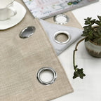Linen Look 100% Blackout Eyelet Curtains Thermal Energe