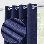Linen Look 100% Blackout Eyelet Curtains Thermal Energe