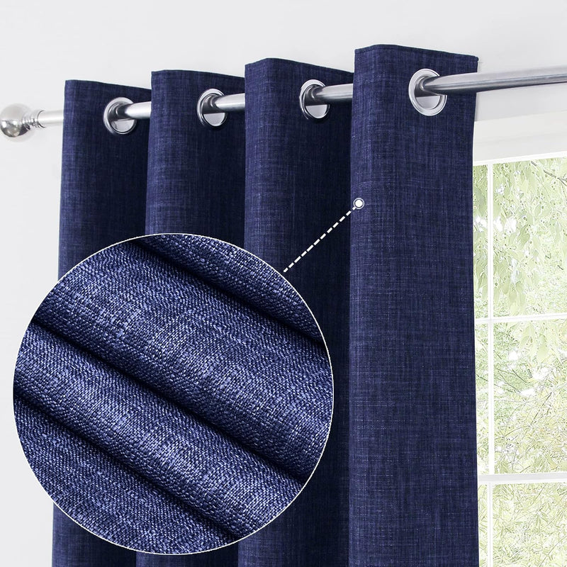 Linen Look 100% Blackout Eyelet Curtains Thermal Energe