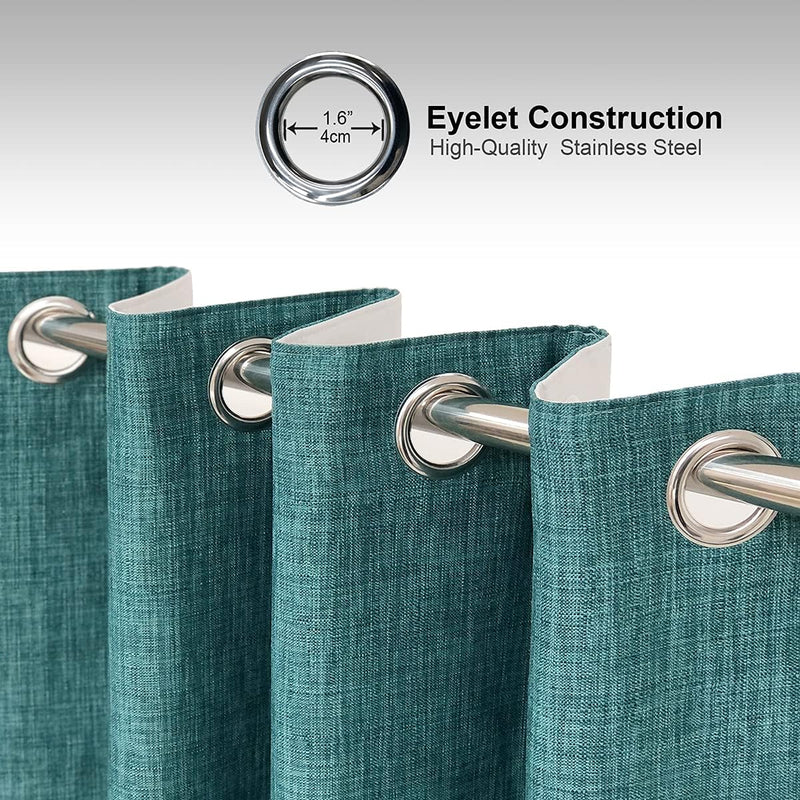 Linen Look 100% Blackout Eyelet Curtains Thermal Energe