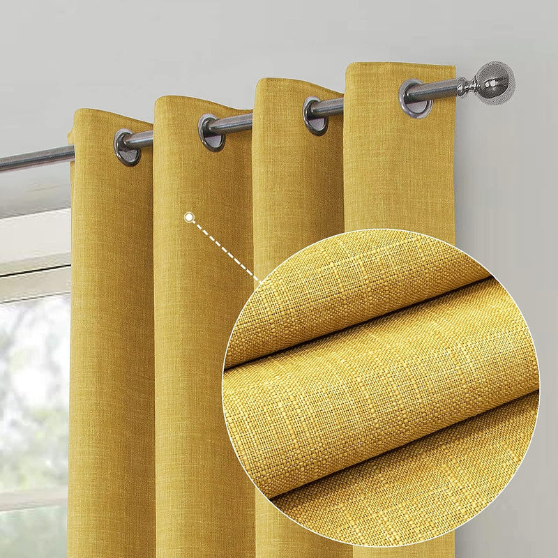 Linen Look 100% Blackout Eyelet Curtains Thermal Energe