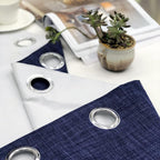 Linen Look 100% Blackout Eyelet Curtains Thermal Energe