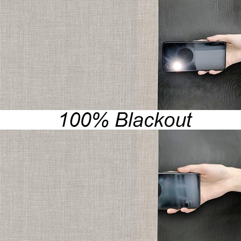 Linen Look 100% Blackout Eyelet Curtains Thermal Energe