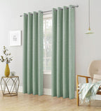 Linen Look 100% Blackout Eyelet Curtains Thermal Energe