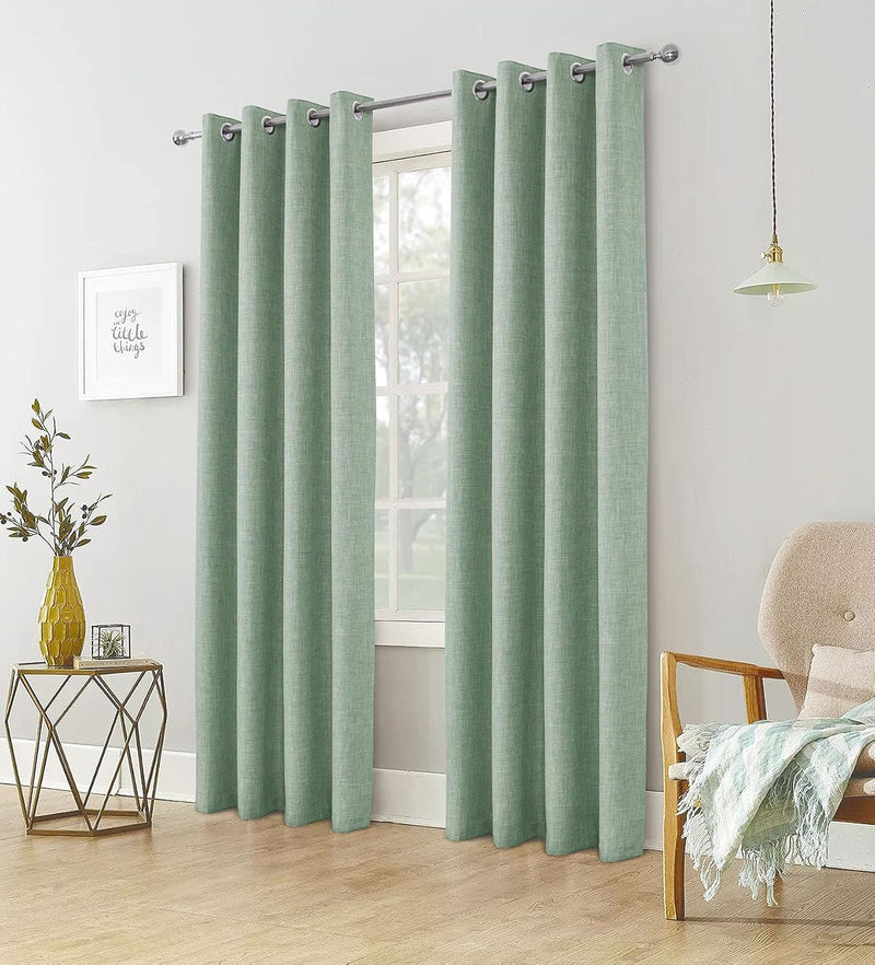 Linen Look 100% Blackout Eyelet Curtains Thermal Energe
