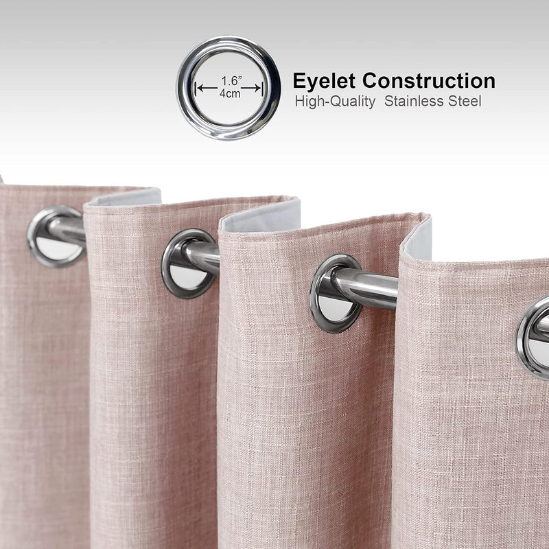 Linen Look 100% Blackout Eyelet Curtains Thermal Energe