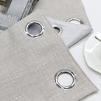 Linen Look 100% Blackout Eyelet Curtains Thermal Energe