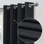 Linen Look 100% Blackout Eyelet Curtains Thermal Energe