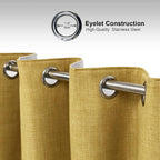 Linen Look 100% Blackout Eyelet Curtains Thermal Energe