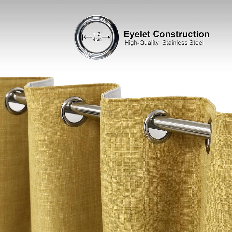 Linen Look 100% Blackout Eyelet Curtains Thermal Energe