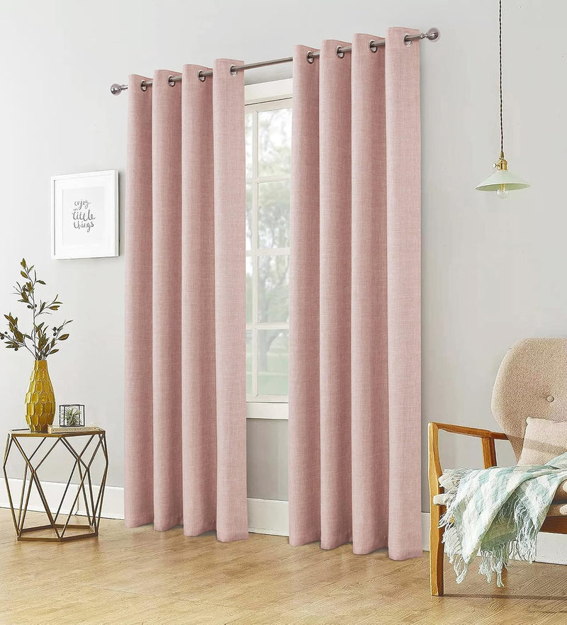 Linen Look 100% Blackout Eyelet Curtains Thermal Energe