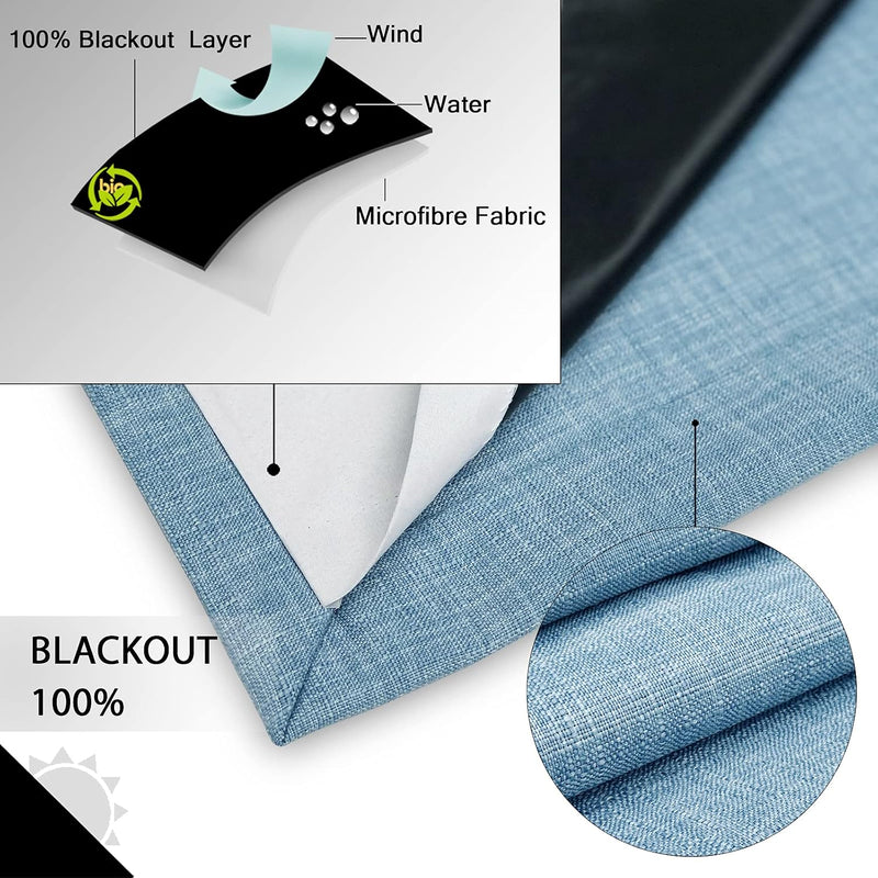 Linen Look 100% Blackout Eyelet Curtains Thermal Energe