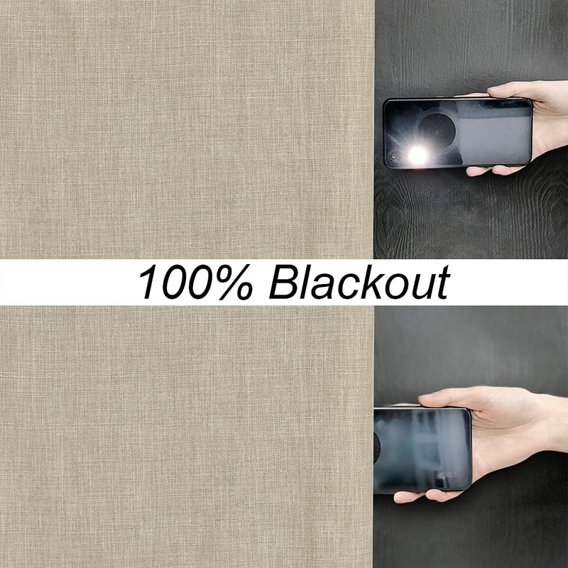 Linen Look 100% Blackout Eyelet Curtains Thermal Energe
