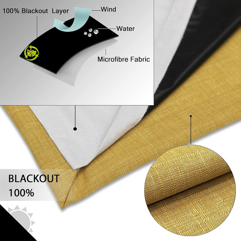 Linen Look 100% Blackout Eyelet Curtains Thermal Energe