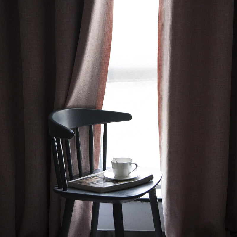 Linen Look 100% Blackout Eyelet Curtains Thermal Energe