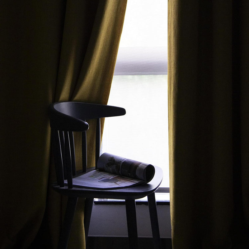 Linen Look 100% Blackout Eyelet Curtains Thermal Energe