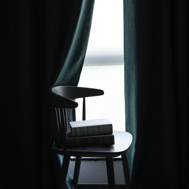 Linen Look 100% Blackout Eyelet Curtains Thermal Energe