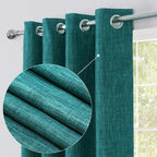 Linen Look 100% Blackout Eyelet Curtains Thermal Energe