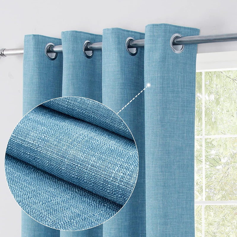 Linen Look 100% Blackout Eyelet Curtains Thermal Energe