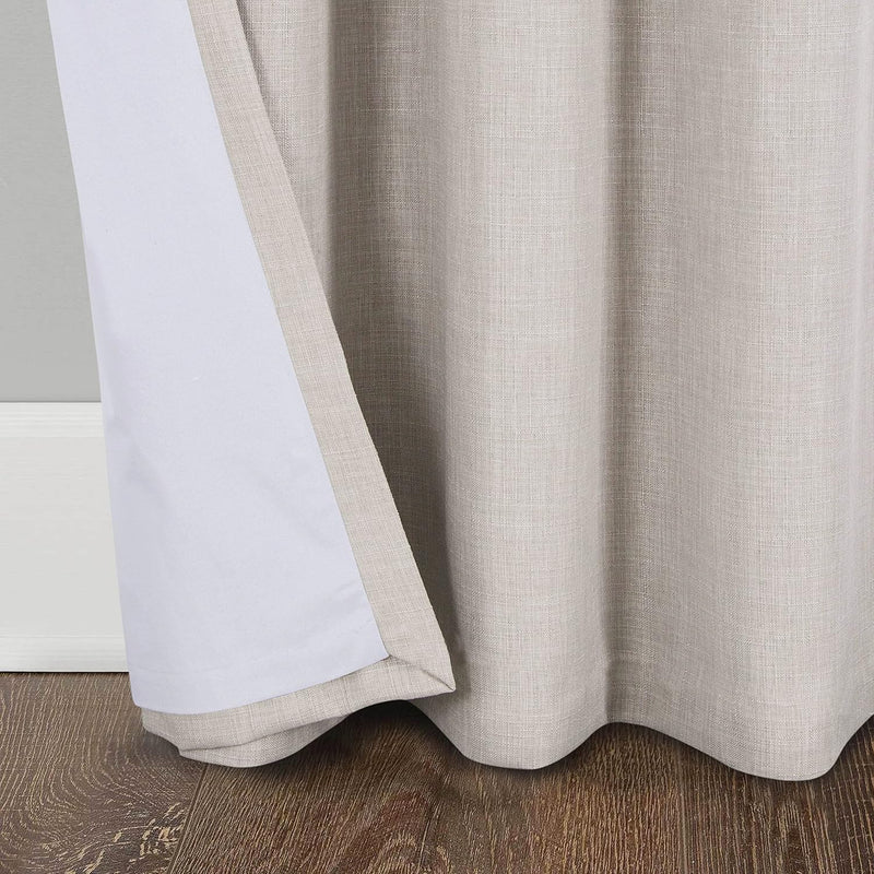 Linen Look 100% Blackout Eyelet Curtains Thermal Energe