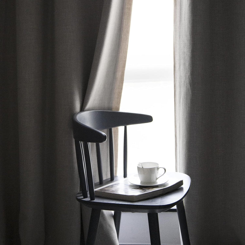 Linen Look 100% Blackout Eyelet Curtains Thermal Energe