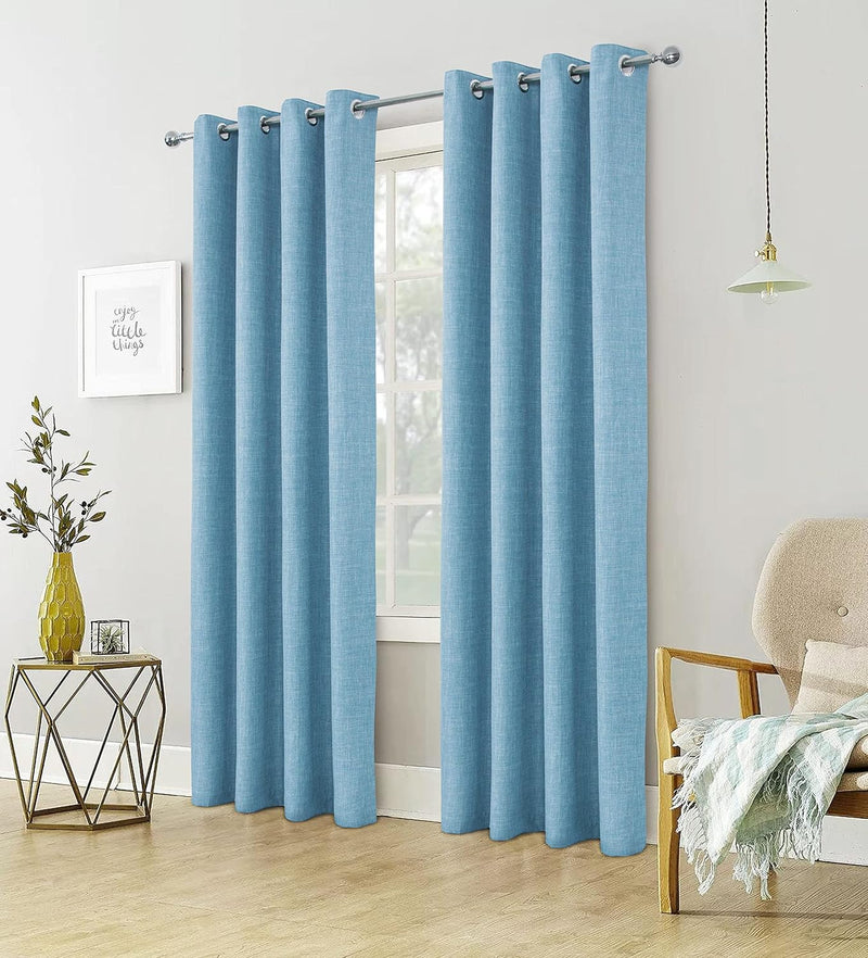 Linen Look 100% Blackout Eyelet Curtains Thermal Energe
