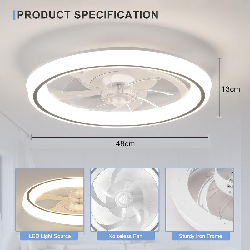 48CM Ceiling Fan with Lights Remote 50W 4000lm