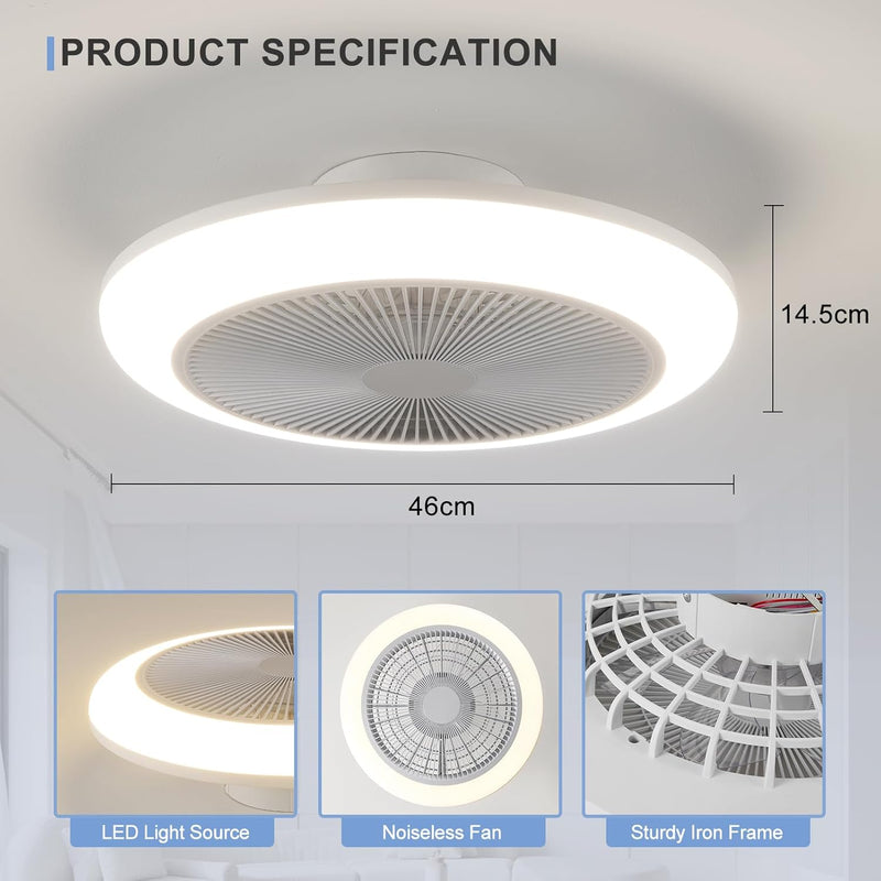 48CM Ceiling Fan with Lights Remote 50W 4000lm