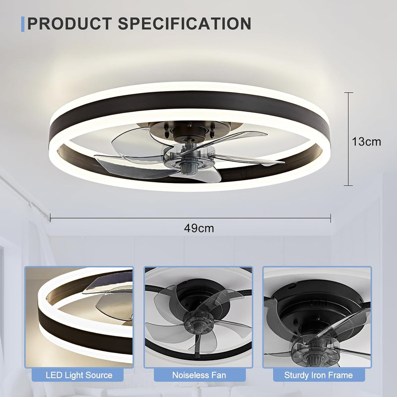 48CM Ceiling Fan with Lights Remote 50W 4000lm