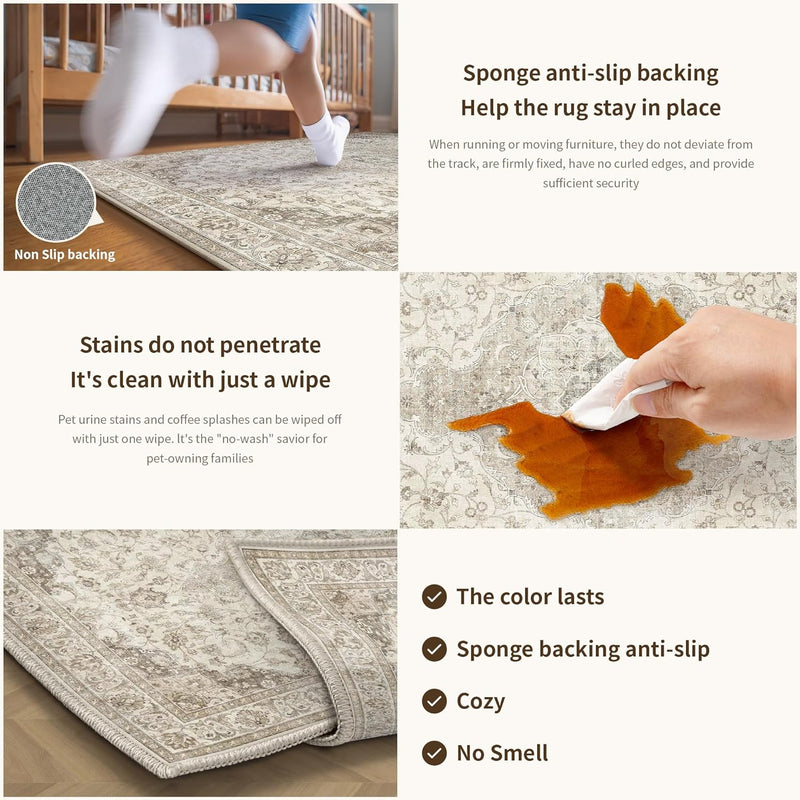 Large Rug for Living Room Machine Washable
