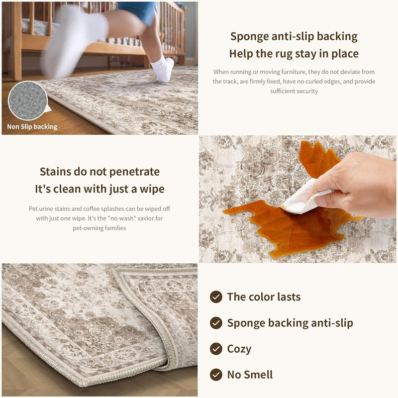 Large Rug for Living Room Machine Washable