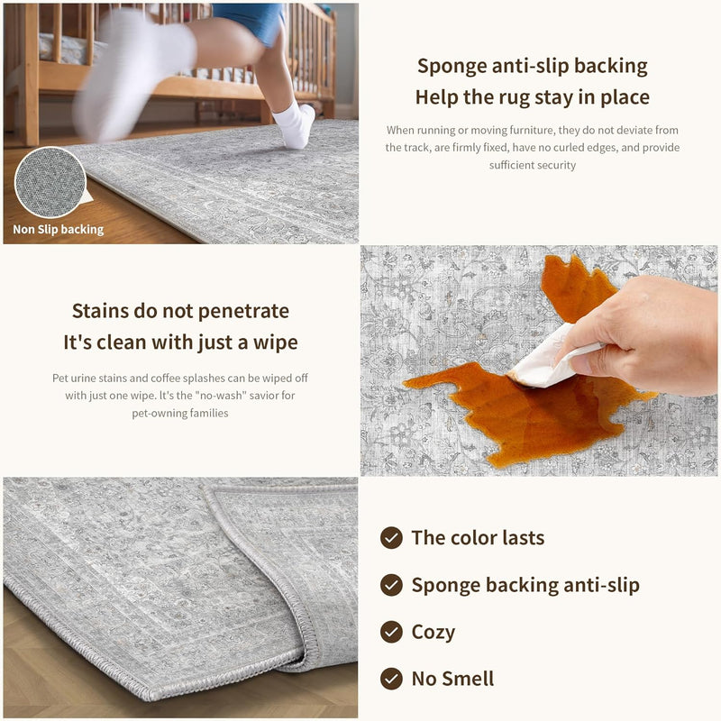 Large Rug for Living Room Machine Washable
