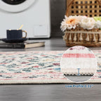 Living Room Rug Floral Washable Low