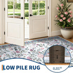 Living Room Rug Floral Washable Low