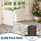 Living Room Rug Floral Washable Low