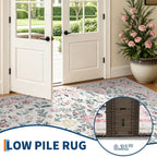 Living Room Rug Floral Washable Low