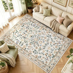Living Room Rug Floral Washable Low