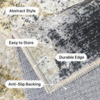 Living Room Rug Washable Rugs Abstract Denim
