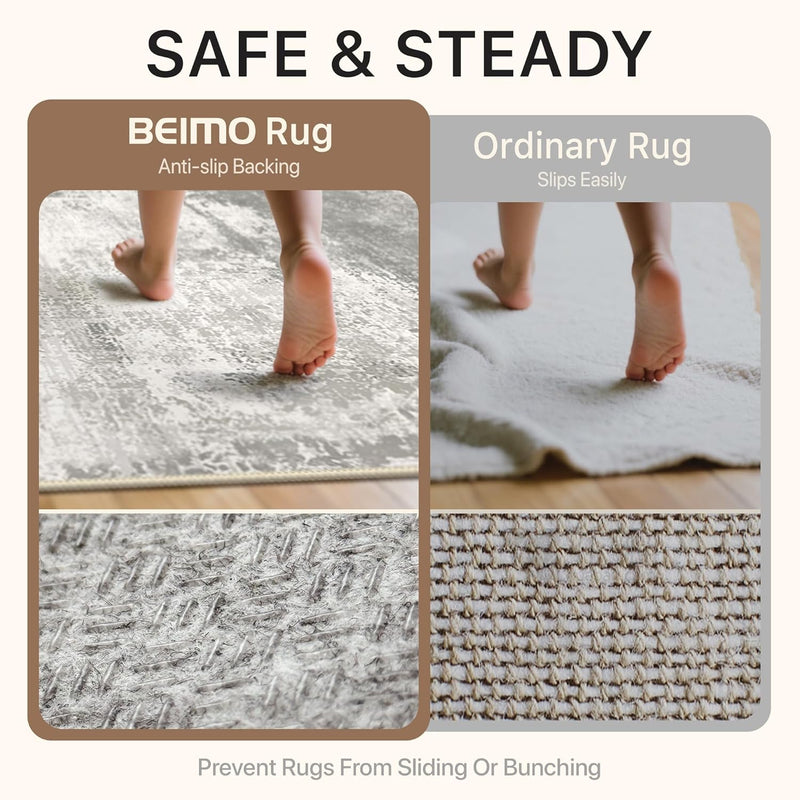 Living Room Rug Washable Rugs Abstract Denim